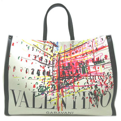 Valentino Garavani Roman Sketch Canvas Large Tote Bag Ladies Ivory / Black
