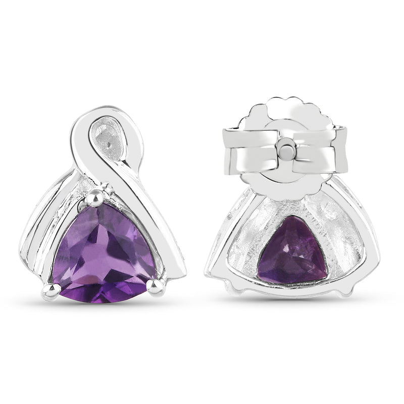 1.00 Carat Genuine Amethyst .925 Sterling Silver Earrings