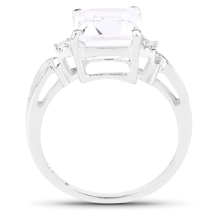3.42 Carat Genuine Crystal Quartz & White Topaz .925 Sterling Silver Ring