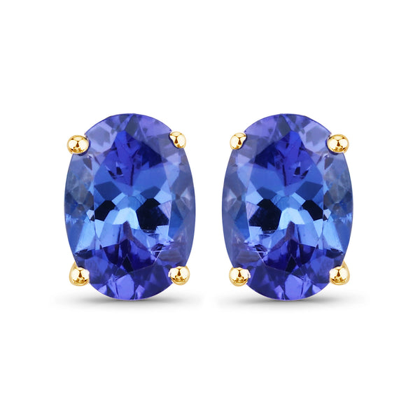 1.20 Carat Genuine Tanzanite 14K Yellow Gold Earrings