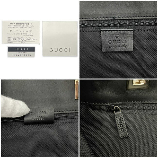 Gucci Tote Bag Black Gold 002 1098 Canvas Leather GUCCI GG Handbag Womens