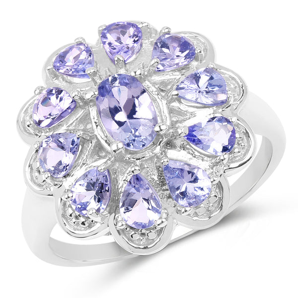 1.84 Carat Genuine Tanzanite .925 Sterling Silver Ring