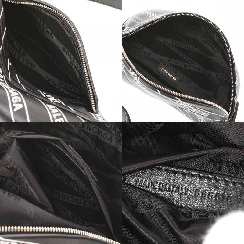BALENCIAGA print waist bag black / white 565510 unisex leather body