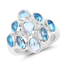 6.30 Carat Genuine Swiss Blue Topaz .925 Sterling Silver Ring