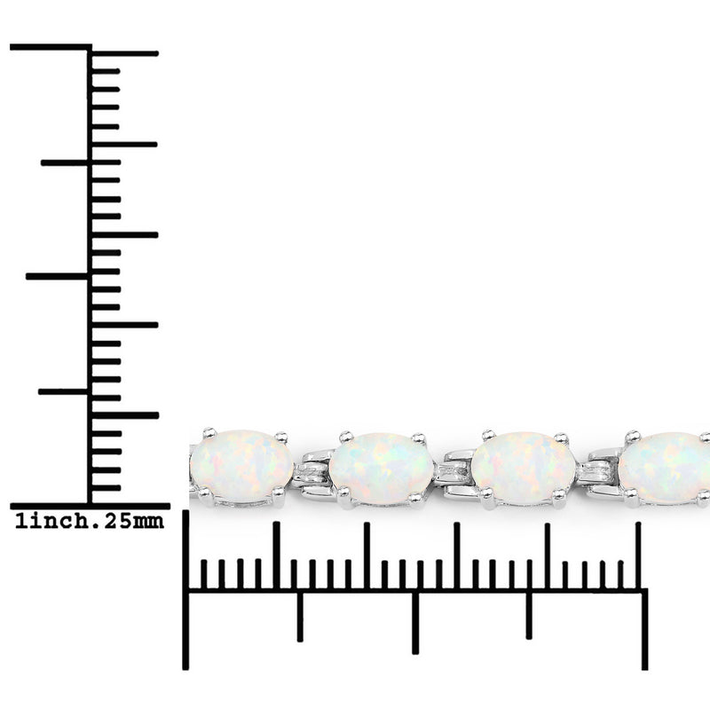 3.50 Carat Genuine Created Opal .925 Sterling Silver Bracelet