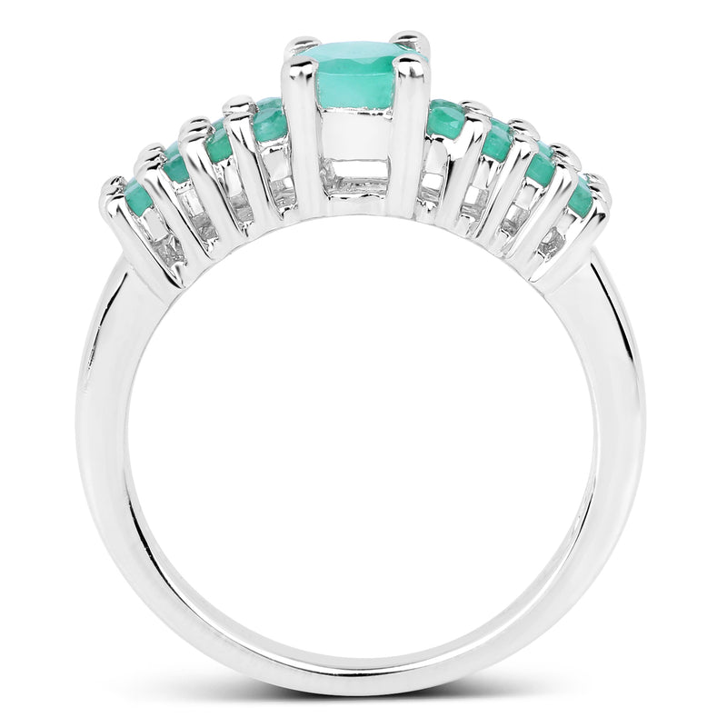 0.88 Carat Genuine Emerald Sterling Silver Ring