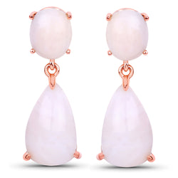 18K Rose Gold Plated 14.08 Carat Genuine Pink Opal .925 Sterling Silver Earrings