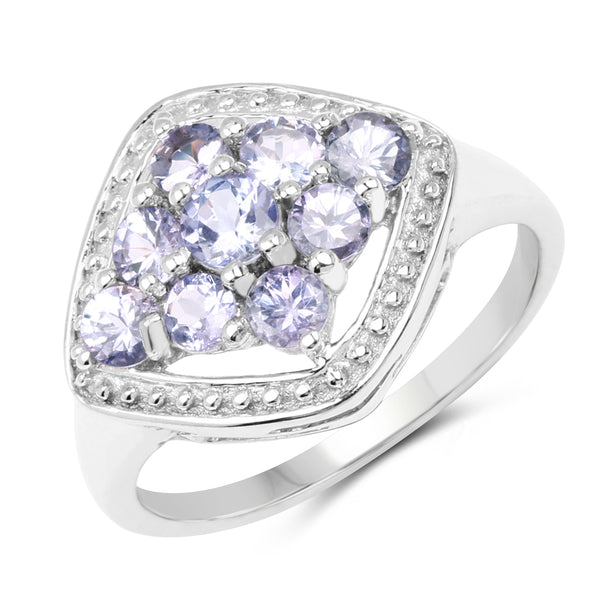 0.99 Carat Genuine Tanzanite .925 Sterling Silver Ring