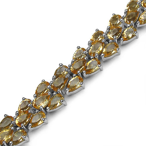 18.26 Carat Genuine Citrine .925 Sterling Silver Bracelet