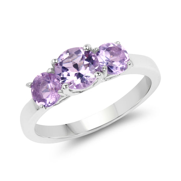 1.63 Carat Genuine Amethyst .925 Sterling Silver Ring