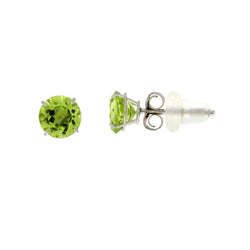 Genuine 1.00ct Peridot Stud Earrings 10KT White Gold