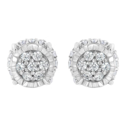 .925 Sterling Silver 1/3 cttw Round-cut Diamond Floral Stud Earring (I-J Clarity, I3 Color)