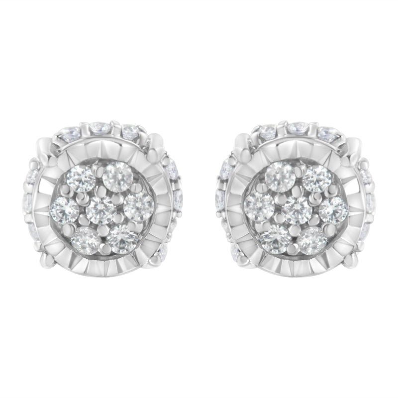 .925 Sterling Silver 1/3 cttw Round-cut Diamond Floral Stud Earring (I-J Clarity, I3 Color)