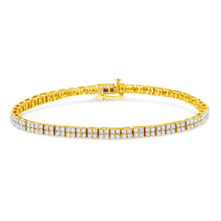 14K Yellow Gold Plated .925 Sterling Silver 3.0 Cttw Diamond Link Bracelet (K-L Color, I2-I3 Clarity) - 7.25"