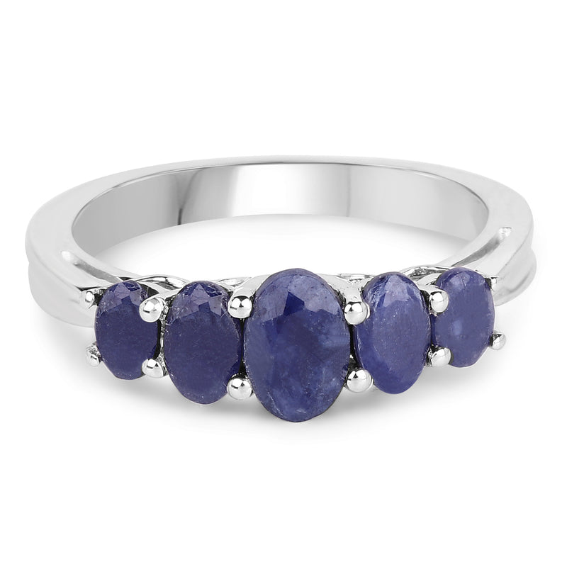 1.69 Carat Glass Filled Sapphire .925 Sterling Silver Ring