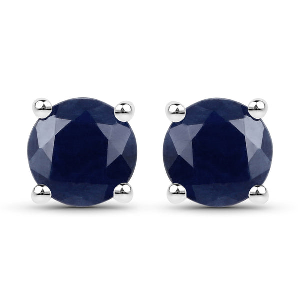 1.90 Carat Genuine Blue Sapphire .925 Sterling Silver Earrings