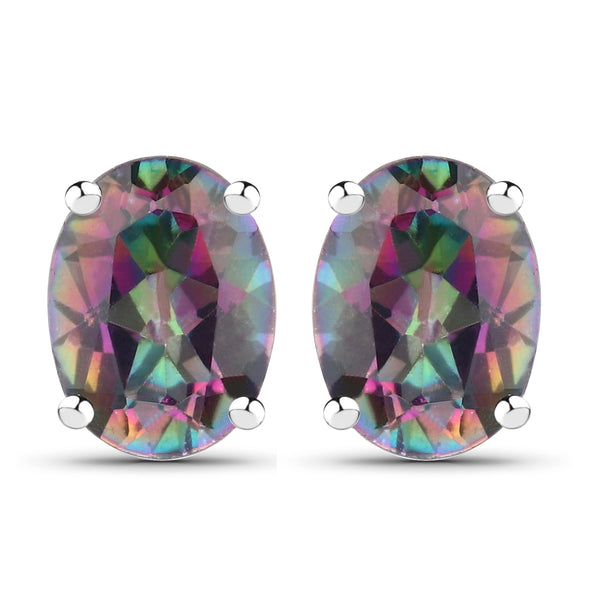 2.76 Carat Genuine Mystic Topaz .925 Sterling Silver Earrings