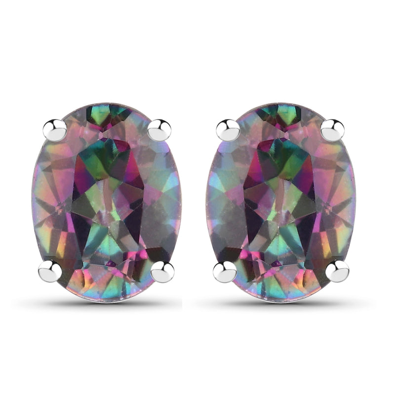 2.76 Carat Genuine Mystic Topaz .925 Sterling Silver Earrings