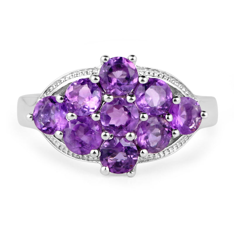 2.16 Carat Genuine Amethyst .925 Sterling Silver Ring