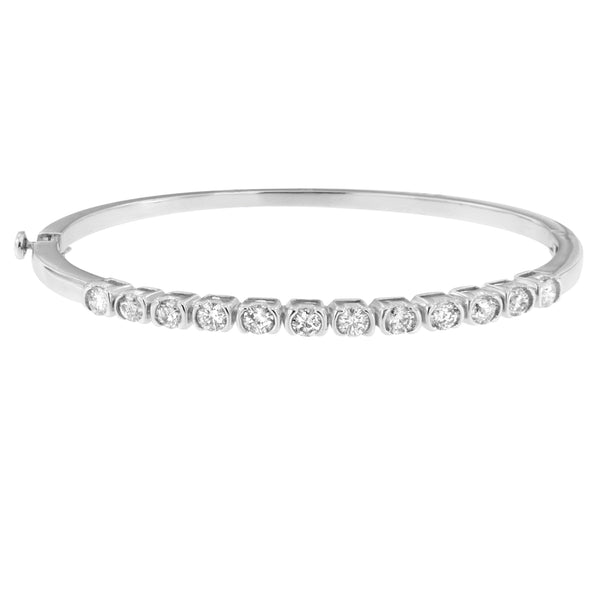 14K White Gold 1 7/8ct. TDW Round Cut Diamond Bonds of Love Bangle (H-I SI1-SI2)