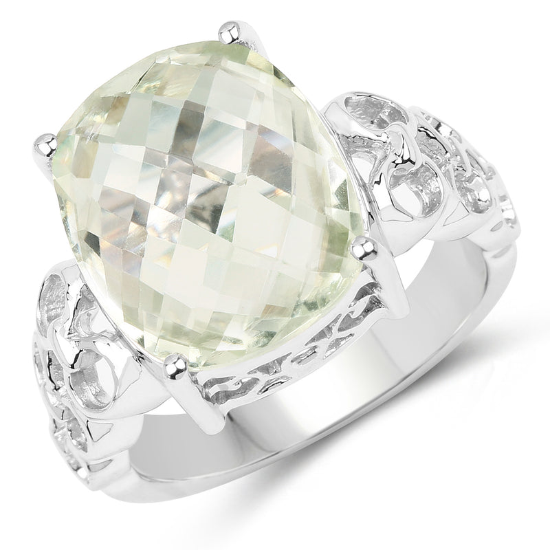 6.74 Carat Genuine Green Amethyst .925 Sterling Silver Ring