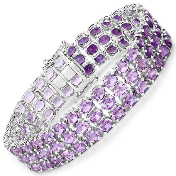 32.30 Carat Genuine Amethyst .925 Sterling Silver Bracelet