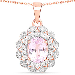 4.26 Carat Genuine Kunzite and White Topaz .925 Sterling Silver Pendant