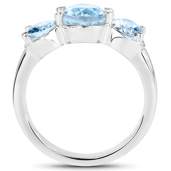 4.40 Carat Genuine  Blue Topaz .925 Sterling Silver Ring