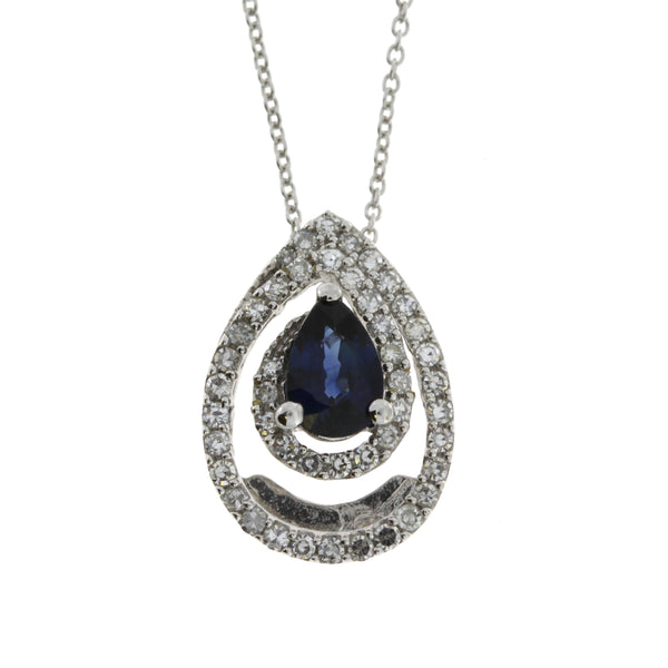 .75ct Sapphire Diamond Fashion Pendants 14KT White Gold