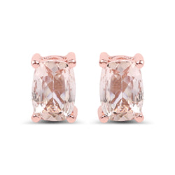 14K Rose Gold Plated 1.70 Carat Genuine Morganite .925 Sterling Silver Earrings