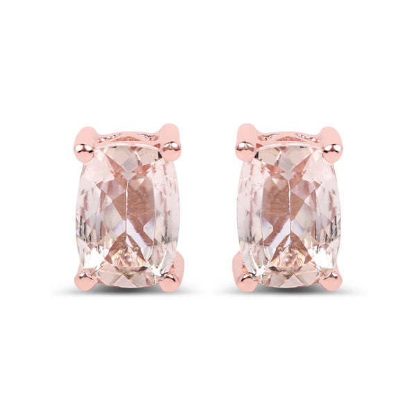 14K Rose Gold Plated 1.70 Carat Genuine Morganite .925 Sterling Silver Earrings