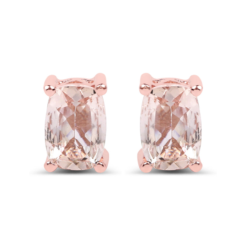 14K Rose Gold Plated 1.70 Carat Genuine Morganite .925 Sterling Silver Earrings