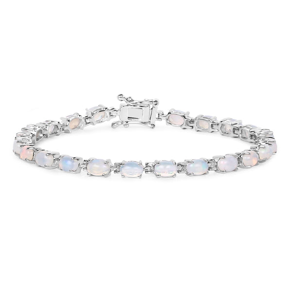 5.94 Carat Genuine Ethiopian Opal .925 Sterling Silver Bracelet