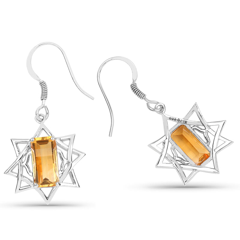 5.95 Carat Genuine Citrine .925 Sterling Silver Earrings