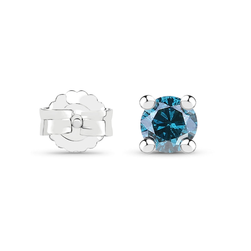 0.18 Carat Genuine Blue Diamond .925 Sterling Silver Earrings