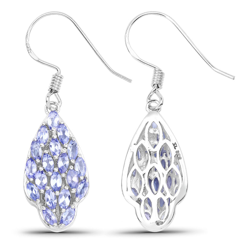 3.04 Carat Genuine Tanzanite .925 Sterling Silver Earrings