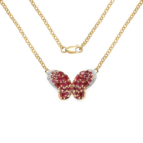 14K Yellow Gold Plated 4.59 Carat Genuine Ruby & White Topaz .925 Sterling Silver Pendant