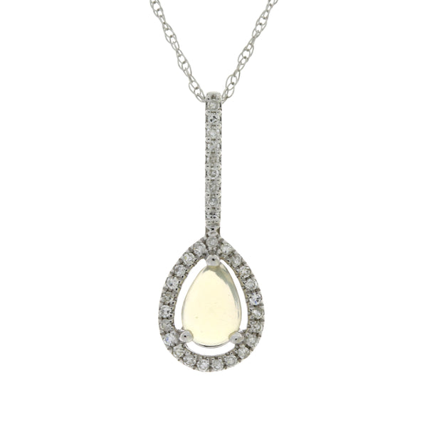 .08ct Opal Diamond Fashion Pendants 14KT White Gold
