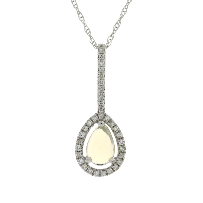 .08ct Opal Diamond Fashion Pendants 14KT White Gold