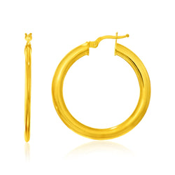14k Yellow Gold Round Slim Design Hoop Earrings