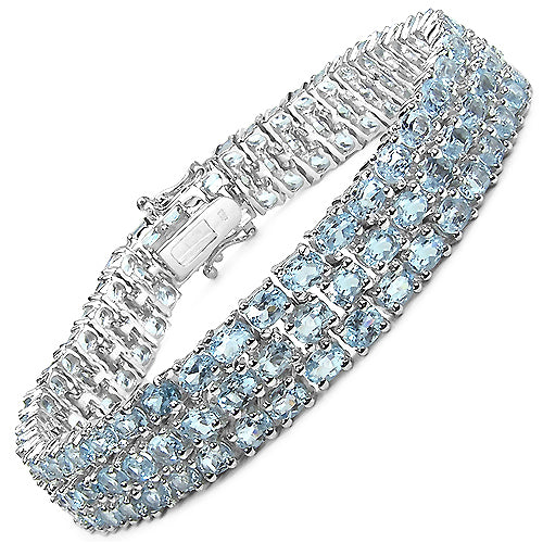 26.20 Carat Genuine Blue Topaz .925 Sterling Silver Bracelet