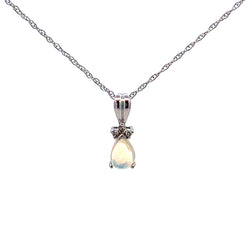 .02ct Opal Diamond Fashion Pendants 10KT White Gold