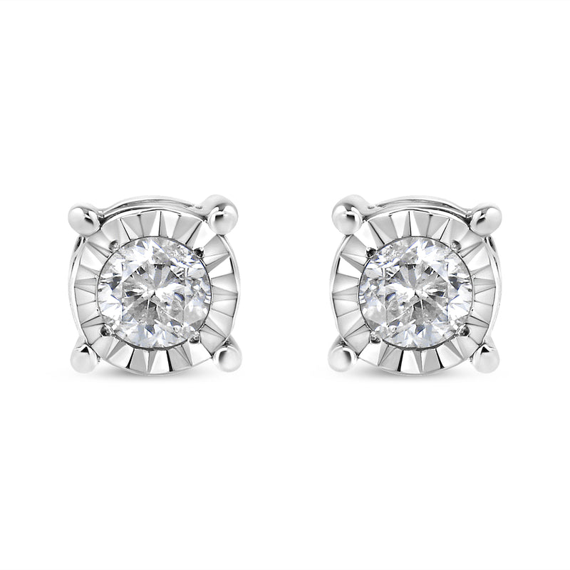 10K Yellow Gold over .925 Sterling Silver 1/5 Cttw Round Near Colorless Diamond Miracle-Set Stud Earrings (J-K Color, I2-I3 Clarity)