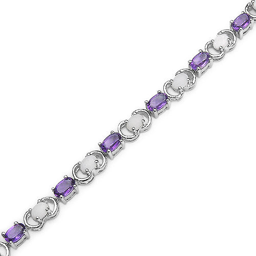 2.73 Carat Genuine Amethyst .925 Sterling Silver Bracelet