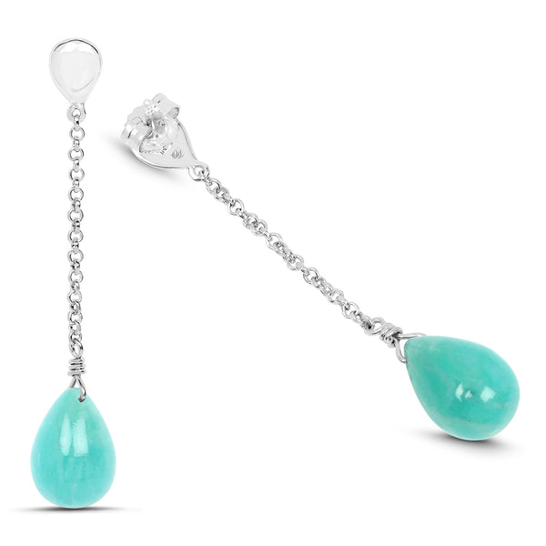 15.59 Carat Genuine Amazonite .925 Sterling Silver Earrings