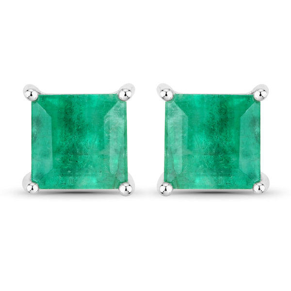 0.90 Carat Genuine Zambian Emerald 14K White Gold Earrings