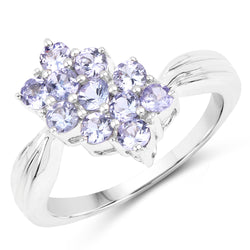 0.88 Carat Genuine Tanzanite .925 Sterling Silver Ring