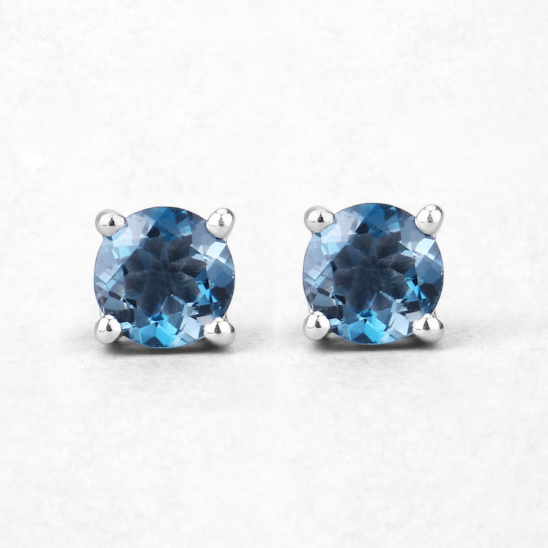 0.64 Carat Genuine London Blue Topaz .925 Sterling Silver Earrings