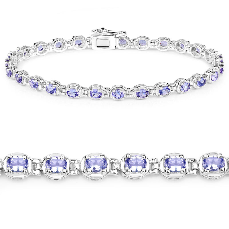 4.59 Carat Genuine Tanzanite .925 Sterling Silver Bracelet