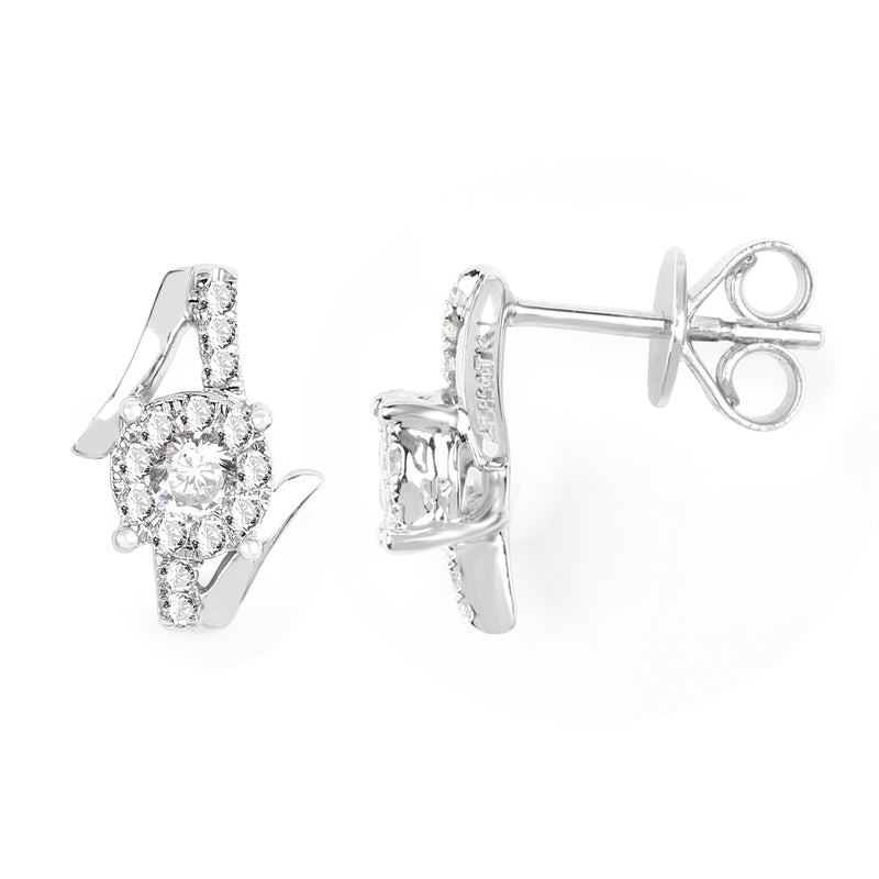 0.45 Carat Genuine White Diamond 14K White Gold Earrings (G-H Color, SI1-SI2 Clarity)